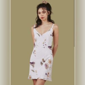 UNIF Floral Mini Dress - Cream and Purple